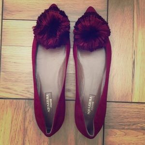 AQUAZZURA Red Suede "Powder Puff" Ballerina Flat